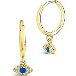 14K Yellow Gold Vermeil Evil Eye Micro Hoop Earrings